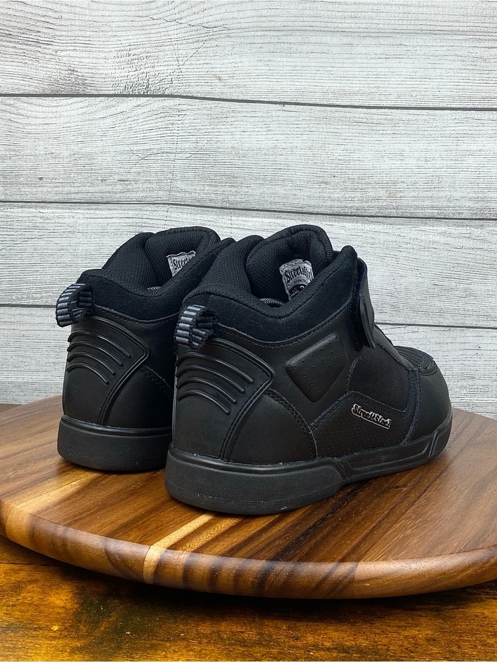 Steel & Street Valor Reinforced Black Leather Motorcycle Boots Men’s Shoe Size 9